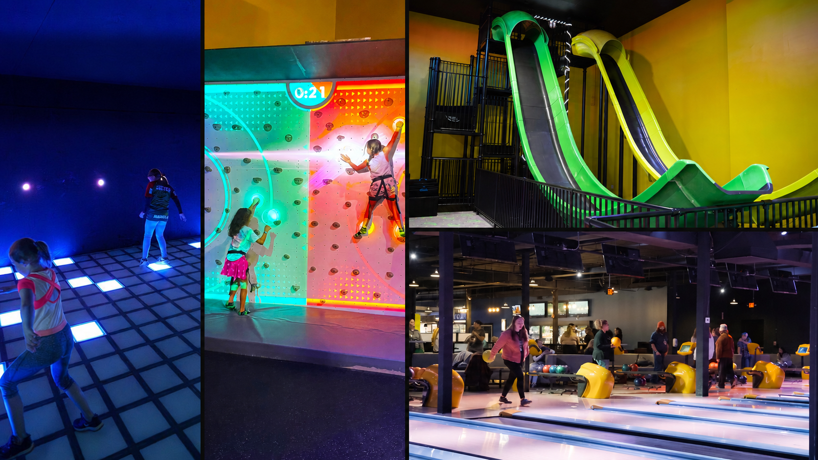 Collage of attractions available at different Launch parks