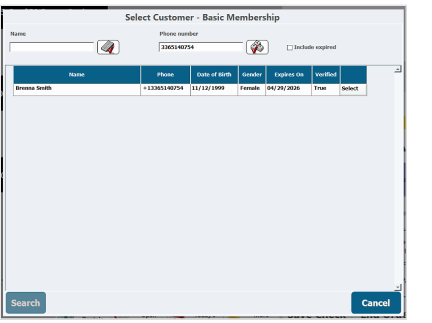 CenterEdge Select Customer membership screen